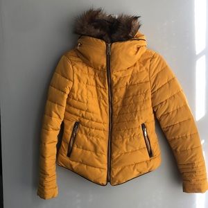 Zara Marigold Puffer Ski Jacket 🎿 w/ Hidden Hood